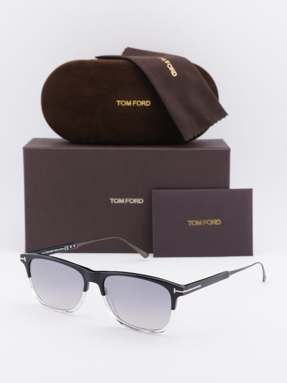 Tom Ford Caleb FT0813 03C Square Sunglasses - Black/Crystal / Smoke